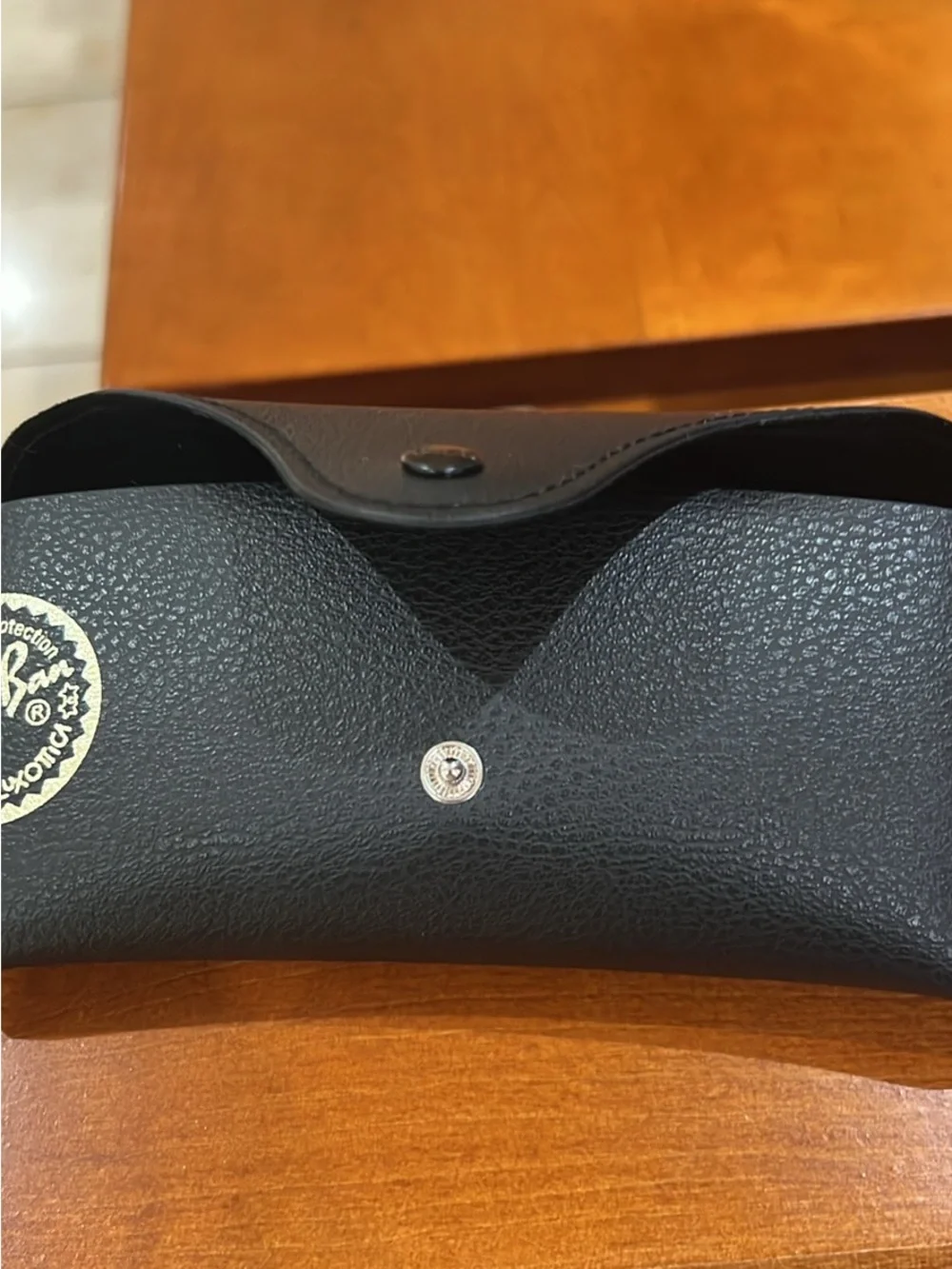 Ray-Ban Black Leatherette Sunglasses Case with Gold Logo Seal